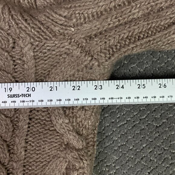 LL Bean Cardigan Sweater Mens Large Brown Heavy Wool Cable Knit Fisherman Chunky - Picture 8 of 12